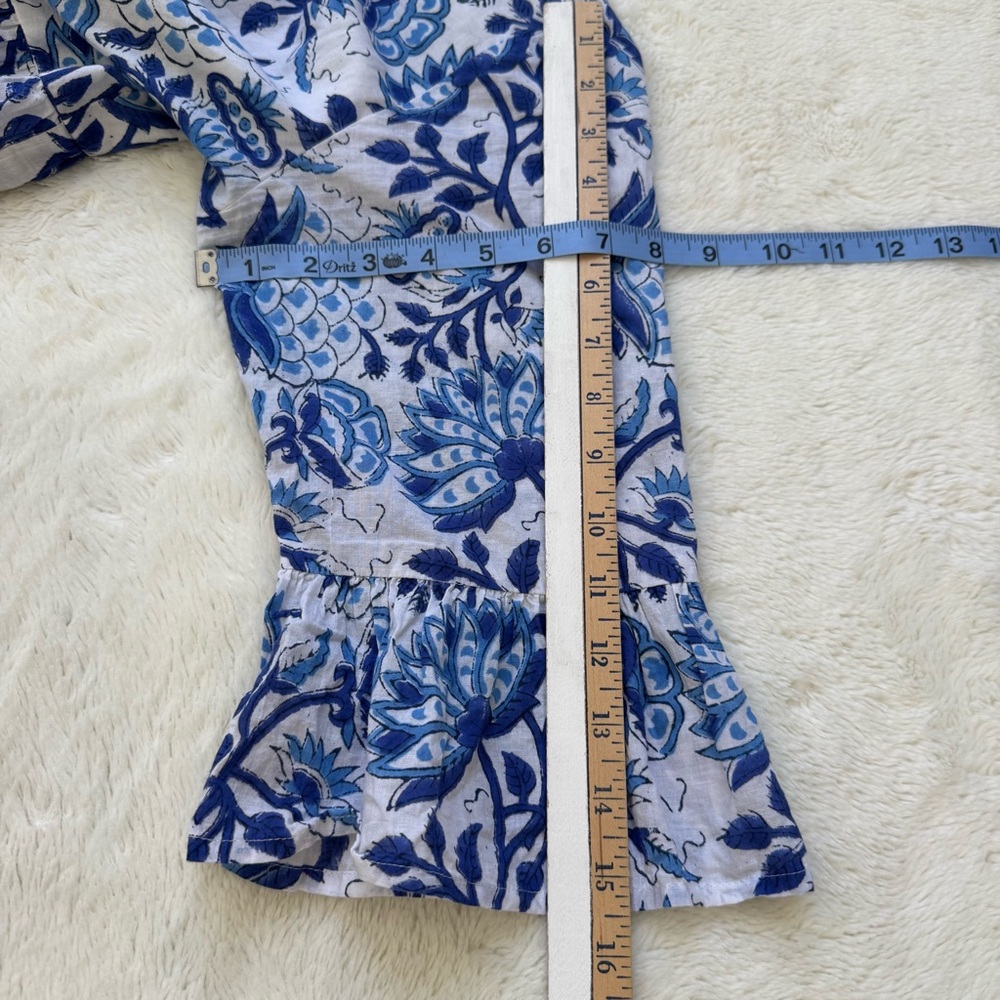 SoLe‎ By Mare Sole Amore Dress Women’s Large Blue Floral Cotton Resortwear Boho - Picture 11 of 11